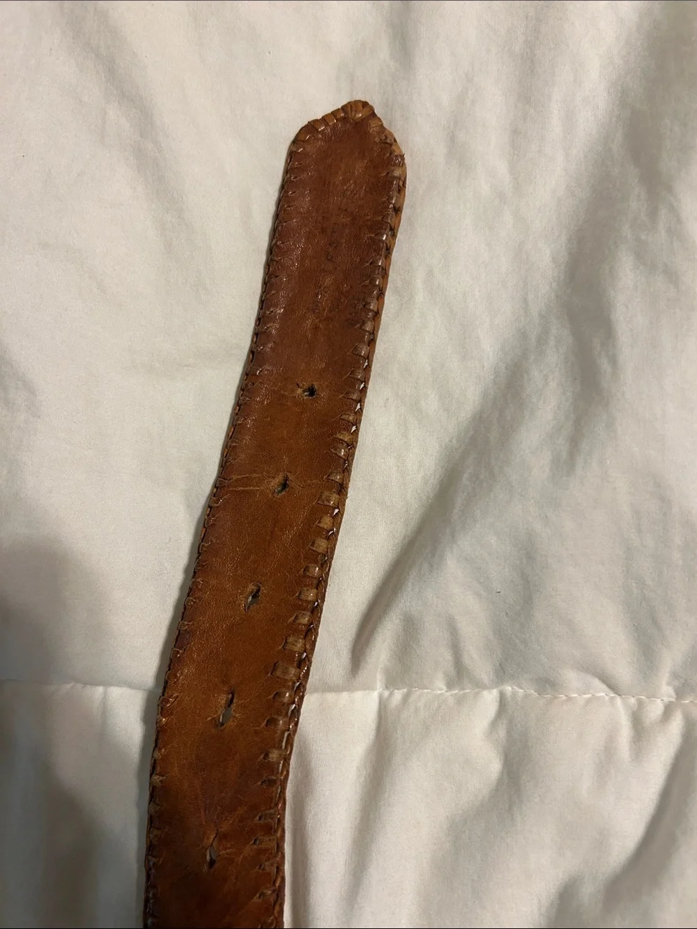 Vintage Mexico brown Leather Belt with Multicolor Woven Accent